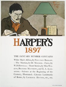 Harper's 1897, The January Number Contains White Man's Africa, by Poultney Bigelow..., c1897. Creator: Edward Penfield.