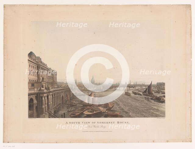 View of Somerset House and the Thames from the south, 1817. Creator: Joseph Constantine Stadler.
