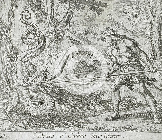 Cadmus Killing the Serpent, published 1606. Creators: Antonio Tempesta, Wilhelm Janson.