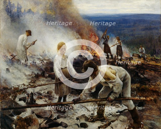 Under the Yoke (Burning the Brushwood). Artist: Järnefelt, Eero (1863-1937)
