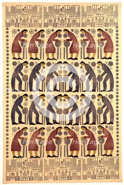 Fabric 'The Workers', about 1936. Creator: Florence K. Kawa.