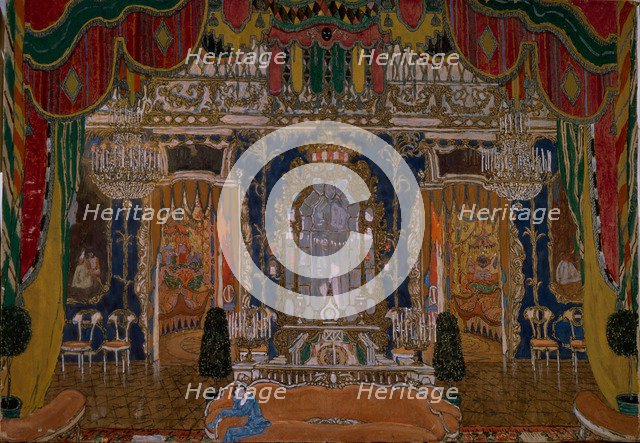 Stage design for the theatre play The Masquerade by M. Lermontov, 1917. Artist: Golovin, Alexander Yakovlevich (1863-1930)
