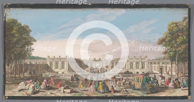 View of the front of the Grand Trianon in the garden of Versailles, 1700-1799. Creators: Anon, Jacques Rigaud.