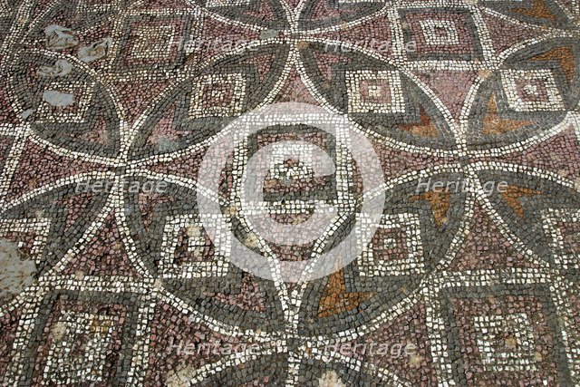 Mosaic floor, ruins of the Basilica of Ayia Trias, Famagusta, North Cyprus.
