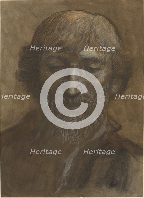 Head of a Man, Full Face. Creator: Alphonse Legros.