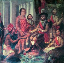 Hernán Cortés, Marques del Valle de Oaxaca representing Spain at the Indians in the conquest of A…