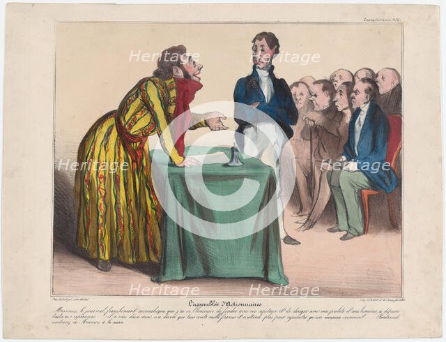 Plate 6: L'Assemblée d'Actionnaires, 1838. Creator: Honore Daumier.