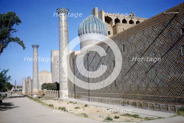 Outside wall of Shir-Dar Madrasa, Samarkand, c20th century. Artist: CM Dixon.