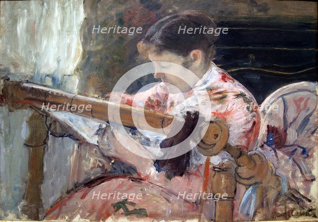 Lydia at a Tapestry.