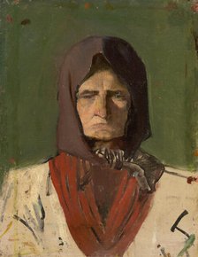 Head of a Villager in a Dark Scarf, 1895-1900. Creator: Ladislav Mednyanszky.
