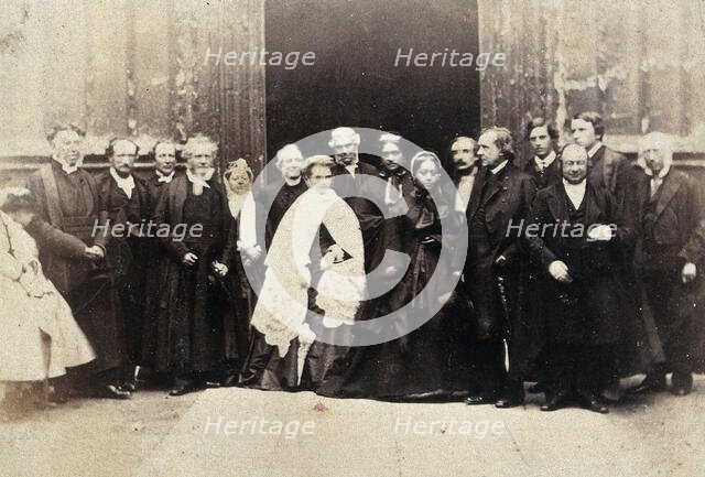 The "Queen of the Sandwich Islands" visiting Oxford, with Oxford dignitaries, 1866. Creator: Unknown.