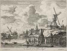 Views of Amsterdam. Plate 3.  De Meulende Blaeu brugh, 1663-1690. Creator: Abraham Blooteling.