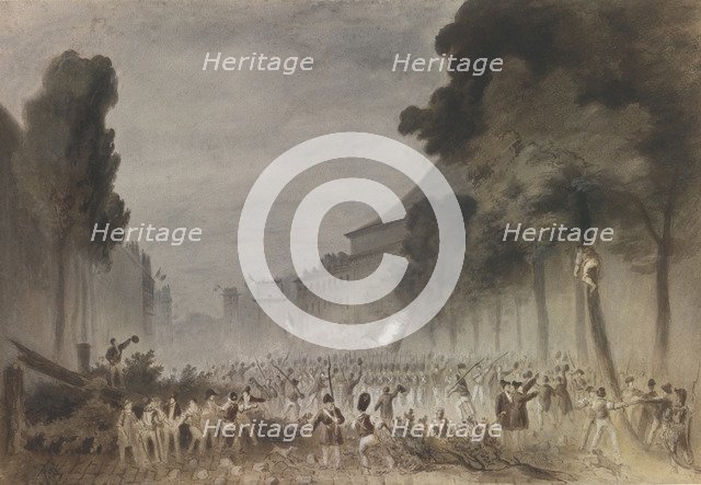 The July Revolution on the Grands Boulevards of Paris, 1830. Artist: Bellangé, Hippolyte (1800-1866)