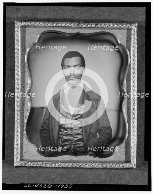 Unidentified man with moustache, half-length portrait, full face, between 1840 and 1860. Creator: Unknown.