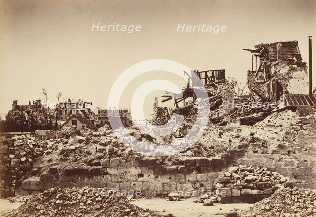 Neuilly Bombarded. General View of the rue de Chezy, 1871. Creator: Alphonse J. Liébert.