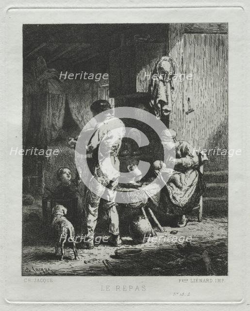 The Repast. Creator: Charles-Émile Jacque (French, 1813-1894).