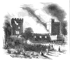 Burning of Naworth Castle - from a drawing made on the spot, 1844. Creator: Unknown.