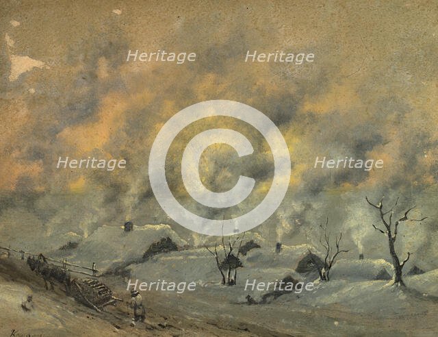 View of a Village in the Barabinsk Steppe in Winter, 1880-1897. Creator: Pavel Mikhailovich Kosharov.