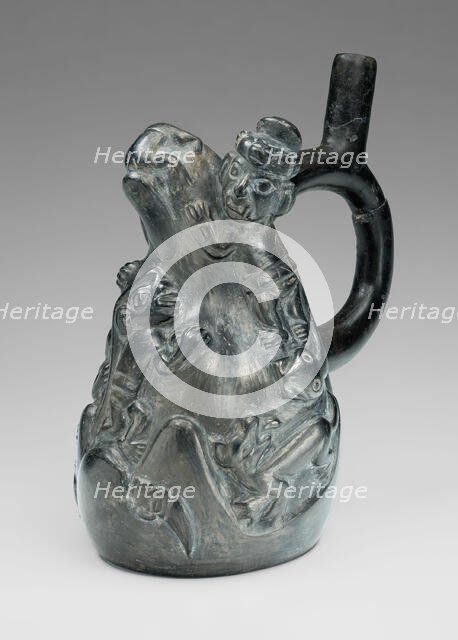 Blackware Vessel with Relief Depicting a Scene of Human Sacrifice, 100 B.C./A.D. 500. Creator: Unknown.