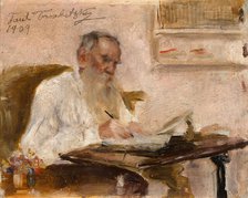 Portrait of writer Count Lev Nikolayevich Tolstoy (1828-1910), 1909. Creator: Trubetzkoy (Troubetzkoy), Prince Pavel Petrovich (1866-1938).