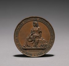Medal Commemorating the Exhibition of Textiles, Berlin, 1844 (obverse), 1844. Creator: Emil Schilling (German).