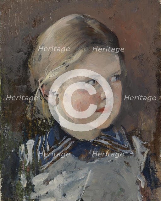 Head of a Girl, Study for the Family Portrait of Baron Magnus von Born, 1890. Creator: Gunnar Berndtson.