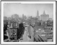 New York skyline from Manhattan Bridge, c.between 1910 and 1920. Creator: Unknown.
