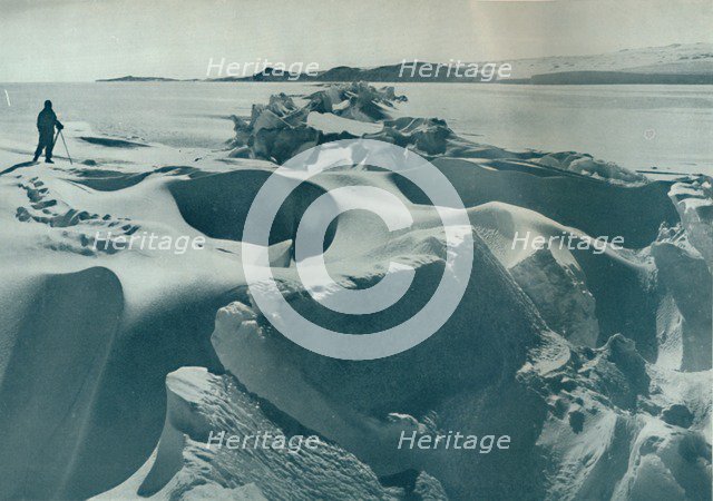 'A Pressure Ridge in the Sea-Ice Running Towards Cape Barne', 1911, (1913). Artist: Herbert Ponting.