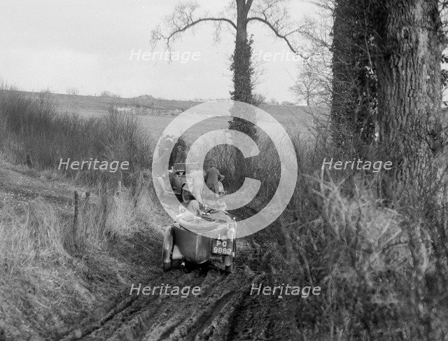 MG M Type and MG 18/80 competing in the MG Car Club Trial, 1931. Artist: Bill Brunell.