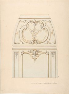 Design for Rococo-style wall and cove ornament in the salon of the Hotel de..., 2nd half 19th cent. Creators: Jules-Edmond-Charles Lachaise, Eugène-Pierre Gourdet.