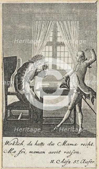 Plate 5 for C. L. Bretzner's 'The Marriage Broker', 1784. Creator: Daniel Nikolaus Chodowiecki.