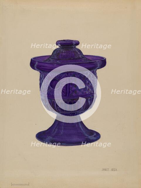 Sugar Bowl with Cover, c. 1934. Creator: Janet Riza.