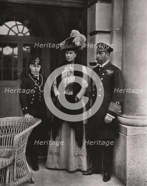 King George and Queen Mary with their son Prince Edward, May 1910. Creator: Unknown.