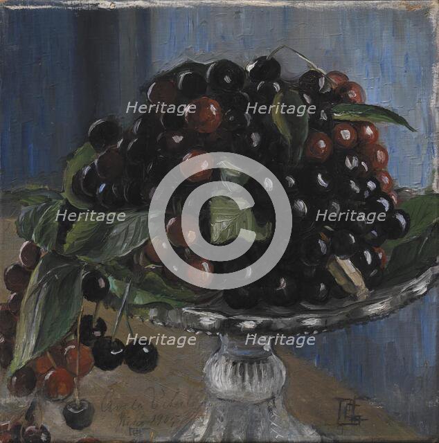 Cherries in a fruit bowl; Ciliegie in una fruttiera, Cività d'Antino, 1905. Creator: Poul S. Christiansen.
