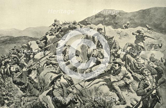 'With General French: New Zealanders Saving a Picket of the Yorkshire Regiment', 1900. Creator: W Small.