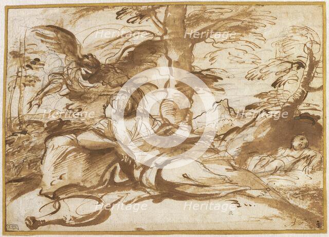 The Angel Appearing to Hagar in the Desert (recto), c. 1660. Creator: Pier Francesco Mola.