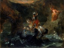 'St George Fighting the Dragon or Perseus Delivering Andromeda', 1847. Artist: Eugène Delacroix