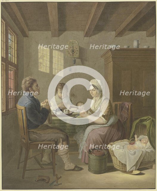 A family saying grace. Creator: Johann Friedrich Morgenstern.