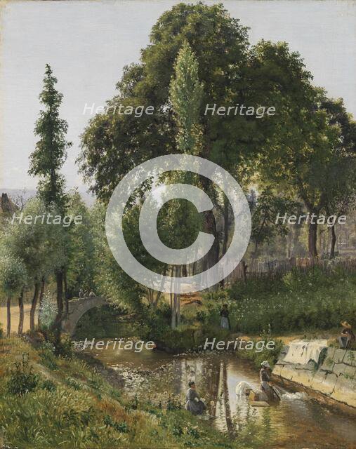 Savoy Landscape. Women Washing Clothes in the River, 1850. Creator: Vilhelm Kyhn.