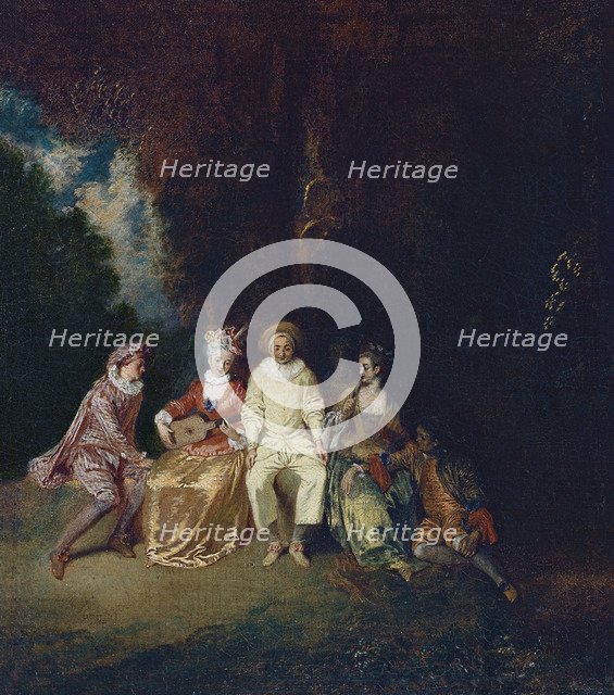 Pierrot Content, ca 1712. Artist: Watteau, Jean Antoine (1684-1721)