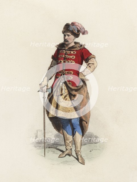 Polish gentleman, in the modern age, color engraving 1870.