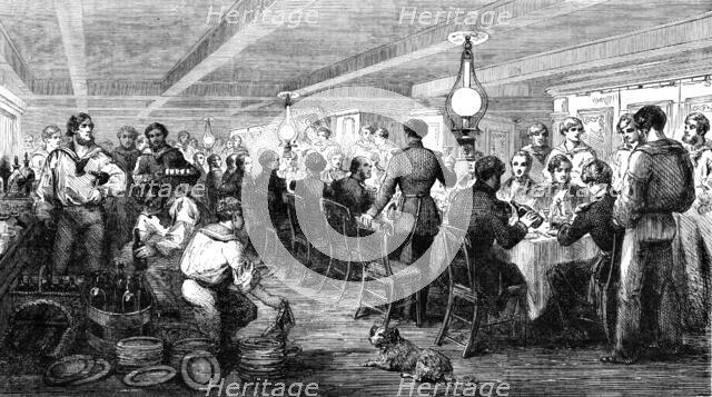 Entertainment to Admiral Dundas on board H.M.S. "Wellington" - Baltic Fleet, 1856.  Creator: Unknown.