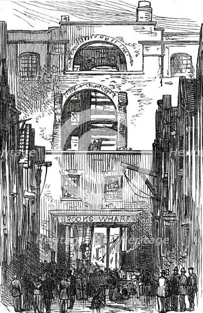 The Ruins (of the Great Fire at Brooks's Wharf), from Thames-Street, 1876. Creator: Unknown.