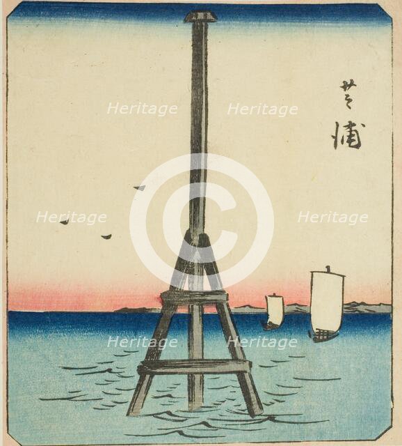 Shibaura, section of a sheet from the series series "Cutout Pictures of Famous Places..., 1857. Creator: Ando Hiroshige.