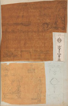 Page from a Scrapbook containing Drawings and Several Prints of Architecture, Int..., ca. 1800-1850. Creators: Workshop of Charles Percier, Workshop of Pierre François Léonard Fontaine.