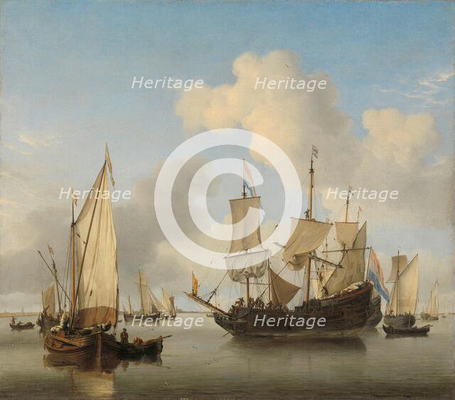 Ships at Anchor on the Coast, c.1660. Creator: Willem van de Velde the Younger.
