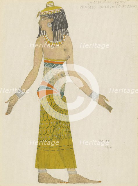 Costume design for the ballet Hélène de Sparte by E. Verhaeren and D. de Séverac. Artist: Bakst, Léon (1866-1924)