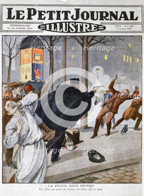 A police shootout, 4th January 1925. Artist: Unknown