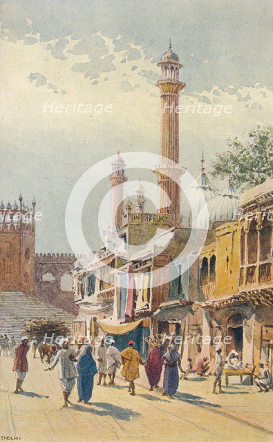 'A Street in Delhi - Looking Towards the Jumma Musjid', c1880 (1905). Creator: Alexander Henry Hallam Murray.