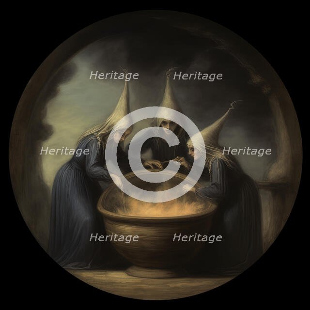 AI IMAGE - The witches from "Macbeth", 2023.  Creator: Heritage Images.
